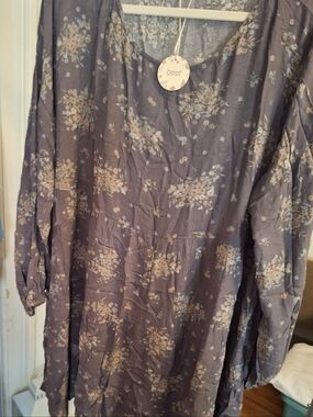 Long Sleeve Floral Print Teired Dress